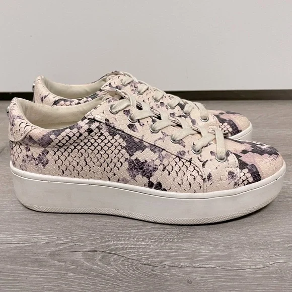 Steve Madden Platform ‘Bertie’ Python Tennis Shoes Sneakers Lace-Up - Size 8 M - Picture 2 of 8